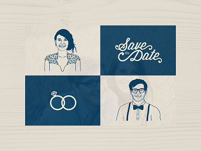 Save The Date Illustrations and Wordmark bride groom illustration iowa love rings save the date wedding
