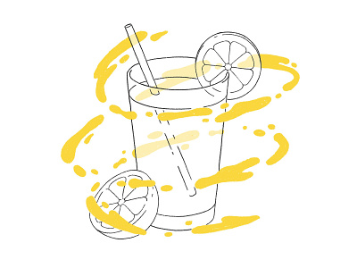 Lemonade with Procreate brush drink drops food fresh glass illustration ipad pro lemonade levitate liquid procreate yellow