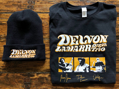 Delvon Lamarr Organ Trio t-shirt & beanie 60s 70s band branding design funk funky illustration jazz logo merch merchandise merchandise design music musician retro soul tshirt design typography vector