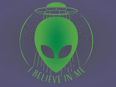 I Believe In Me adobe illustrator aliens art design digital funny illustration illustration logo pun shirt shirt design shirtdesign typography vector
