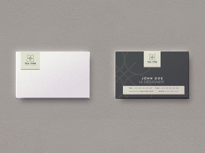 Design Roulette #3 Tea Time business card green leaf tea cup tea logo tea time