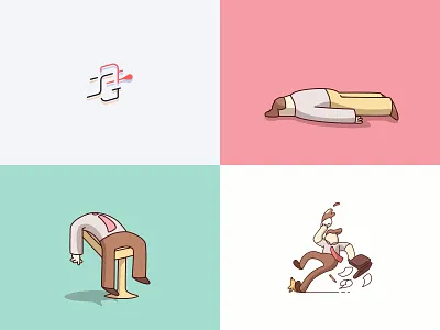 2018 cartoon design flat illustration lazy pastel simple thin line vector