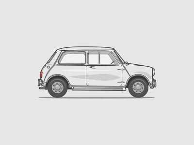 Mini Moris Minor classic colour cooper dribbble fast flat icon illustration mini minor mobile morris mr bean shot stroke travel vector vintage