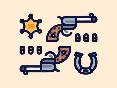 Red Dead II 2 badge bandits brooklyn ny bullets cowboy flat friday gear gun hand drawn horse horseshoe ranger red dead redemption sherif texture video game vintage wild west