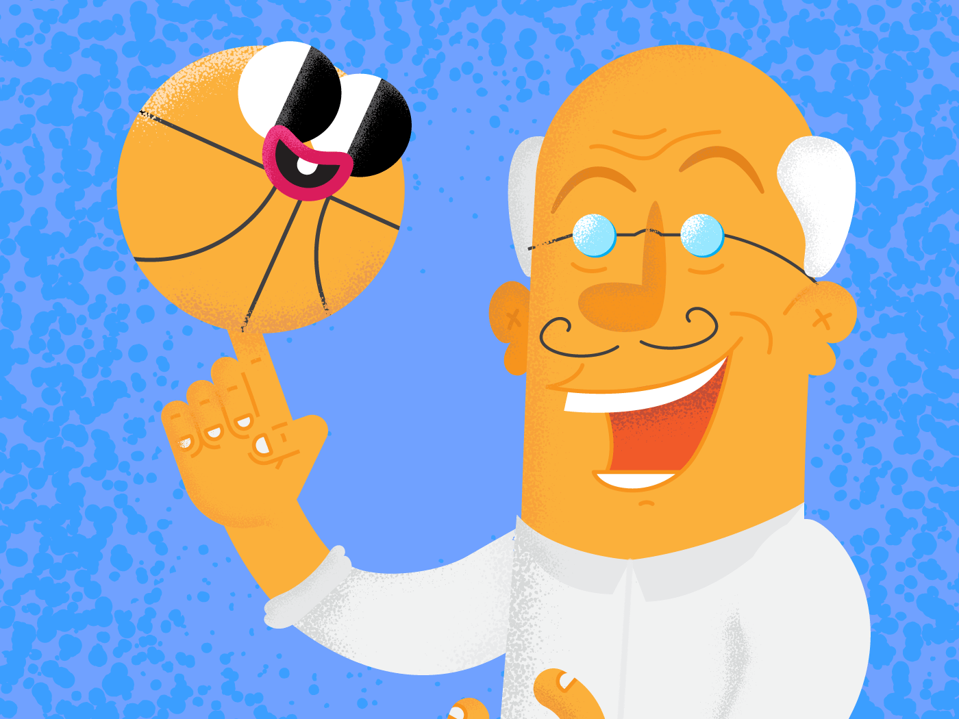 Ballin' Boy backetball ball design fun funny goofy grunge hand handy illustration retro vector