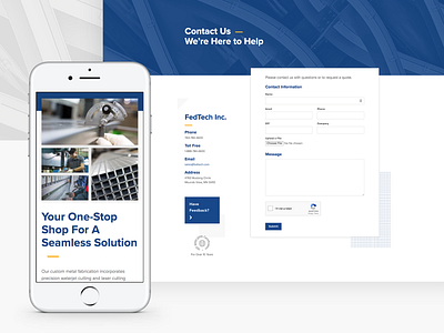 FedTech - Simplified, Responsive Design blue blueprint contact form contact us design development machines minnesota photos responsive ui ux ux ux ui uxd web design website