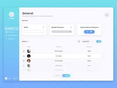 G4M3R Discord Bot Dashboard branding dashboard design g4m3r gradient logo ui ux web