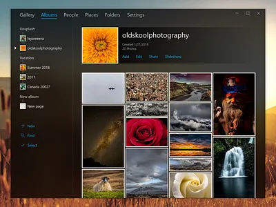 Photo Gallery Concept (part 2) album app concept gallery photos software ui uwp windows