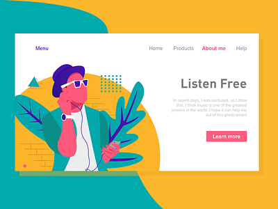 Listen Free branding design flat identity illustration type typography ui ux vector web website