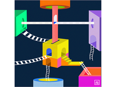 Isometric Doorways 2d 3d bold colors creative design door dribbble graphicdesigner illustration illustrator minimal stairs vector window yellow