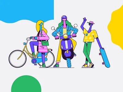 WRTS illustration style cat character design illustration kids learning outlines patswerk platform school skateboard ui vector