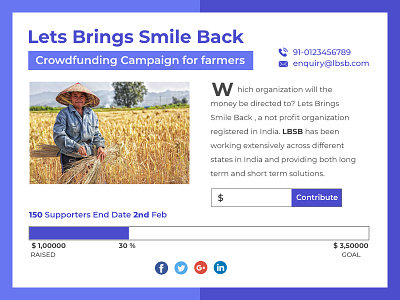Crowdfunding Campaign 32th design for #dailyui #032 adobe illustrator campaign campaign for farmers creative design crowdfunding crowdfunding campaign dailyui design illustration typography ui ux vector web design web ui