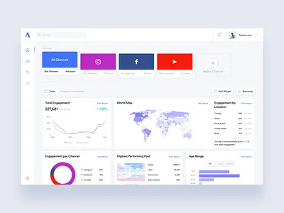 Dashboard for Influencers analytics chart analytics dashboard clean clean ui dashboard flat design graph graphs light map minimal