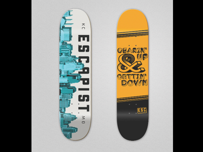 ESCAPIST Skateboarding Rebrand: Skateboard Designs branding kansas city kcmo logo logo design rebrand skate skateboard skateboard design skateboarding