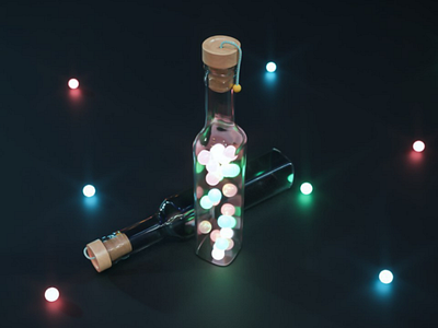 Light Bottel 3d ads bottle c4d cute design isometric octane poster render web