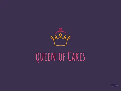 18/50 Daily Logo Challenge | Cupcake Logo affinity bakery brand branding cake crown cupcakes dailylogochallange design hand drawn handdrawn icon line art logo orange pink queen vector