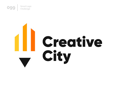 99/100 Daily Smart Logo Challenge 100 day challenge 100 day project abstract city creative logo logo challenge modern negative space negative space pen pencil