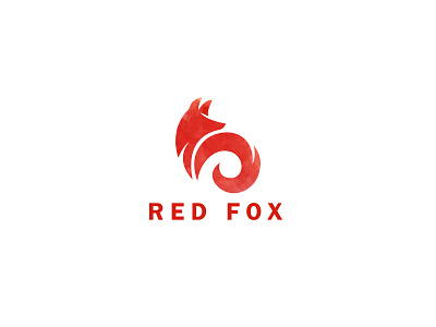 Watercolor Fox company logo design flat flat design fox fox logo logo red red and white watercolor
