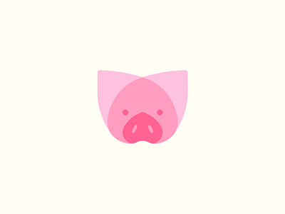 Piggy animal intersection logo pig pigglet pink pork space symbol vector watercolor