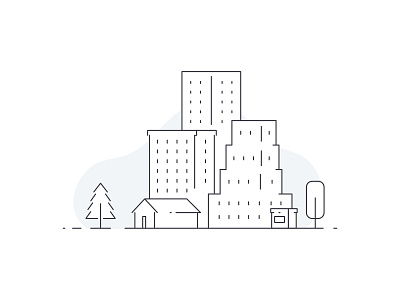 Buildings black and white buildings gray landing page lines linestyle outline real estate sketch stroke web design