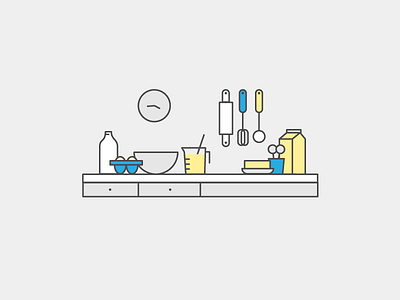 Getting Ready To Bake baking blue cooking illustration kitchen line illustration vector yellow