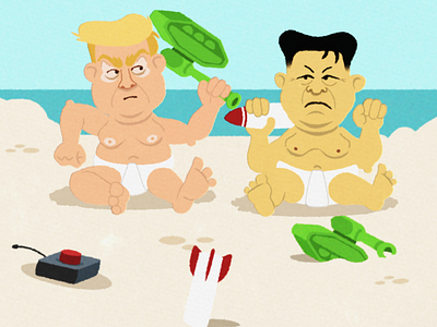 still from Crybabies after effects animation babies donald donald trump kim kimjongun missile motion graphics nuclear rocket sandbox tank war