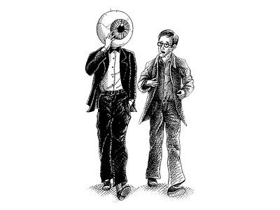Talking to the eyeball blanckandwhite character art characterdesign comicart draw illustration illustration art ink wash pen art