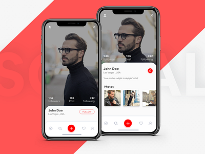 Social Profile ;) animation app collapse color design expand ios app iphone x iphonex motion page photos principle profile social profile swipe ui ux