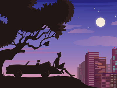 City art boy design illustration illustrator landscape night town vector