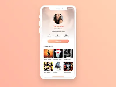 Daily UI #006 Profile page app celebrities daily ui 006 dailyui gal gadot iphone x profile profile design ui ui ux design ux ux designer web