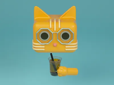 Bubble Tea 3d 3d art 3d render cat cinema 4d illustration octane octane render