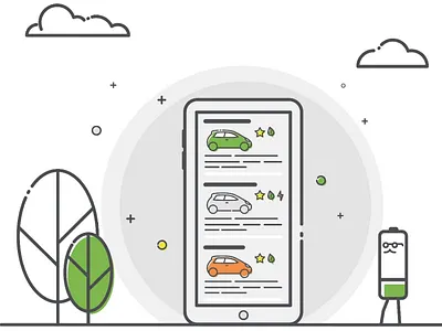 Choosing An Electric Car battery car cars design green illustrator vector
