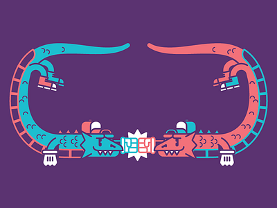 Dragones bros cool double dragon dragons fan art geometric happy purple vector videogame