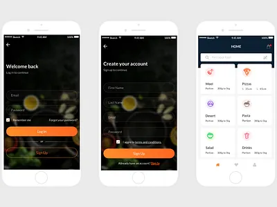 Restaurant App clean design ios mobile sign in form sign up form ui ui ux
