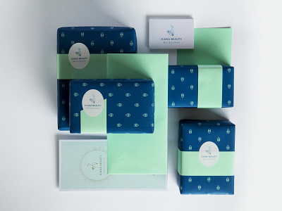 Kiana Beauty Melbourne – brand development 3.0 australia blue branding customised design gift card logo melbourne mint green stationery design unisex voucher design wrapping paper