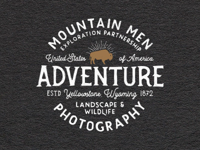 Mountain Men - Exploration Partnership adventure badge brown buffalo handletter icon illustration mountain pen photography yellowstone