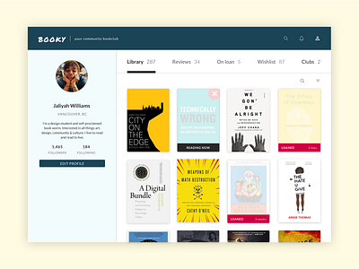 Daily UI #005 User Profile books canadian community dailyui design library social ui uidesign ux uxdesign