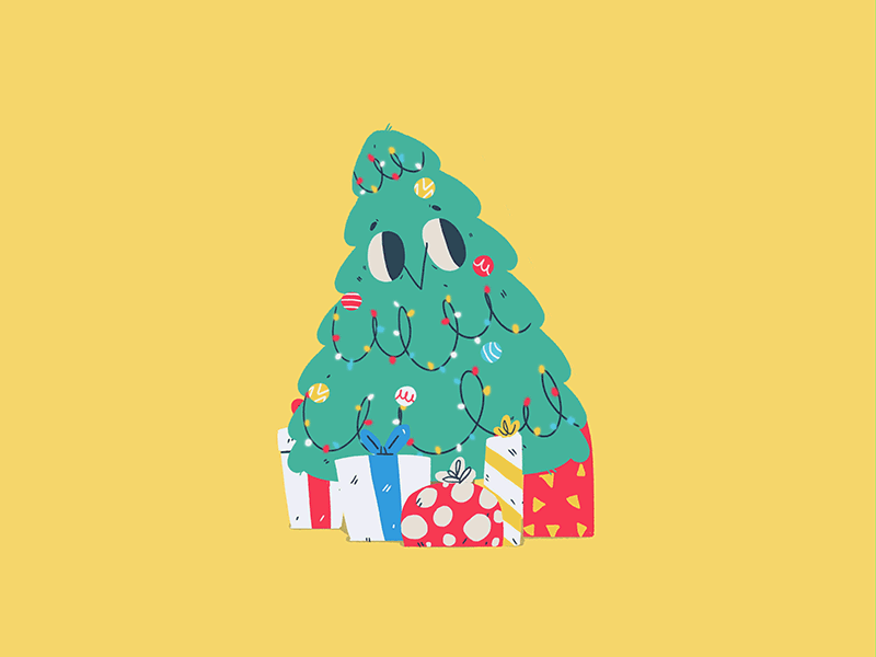 Xmas tree 2d 365rounds animation cel animation character daily gif loop tree xmas yimbo