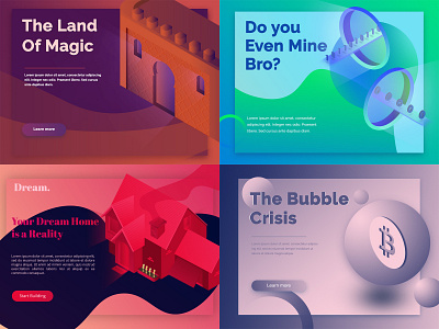 Top 4 - 2018 bitcoin crypto design gradient illustration isometric ui uidesign ux design