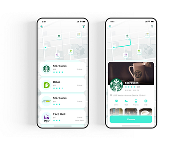 Looking for food nearby background design dribbble food interaction list looking map nearby restaurant snack table ui uxd white