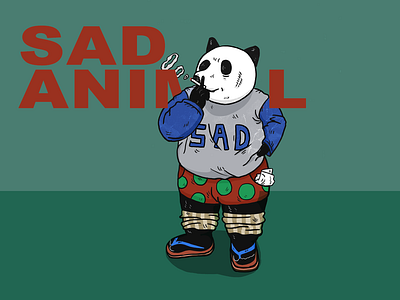 01 Panda animal cigarette illustration panda sad