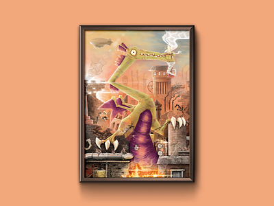 Long Gone Dragons - Cover Art beast book book art collection cover art creature design digital painting dragon frame illustration monster
