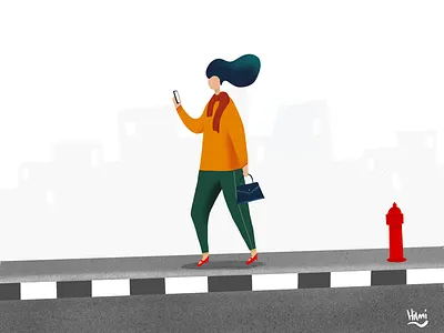 Metropolitan girl character girl illustration procreate walk