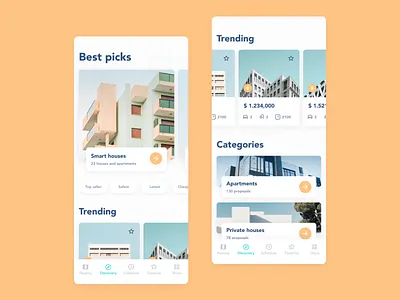 Property rent app 2019 apartment app design ar blue design discover home house ios 12 ios12 mobile property react native rent search ui ux yellow