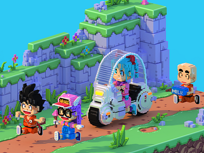 Dragon Ball x Dr. Slump 3d gameart illustration isometric lowpoly magicavoxel pixel art videogames voxel voxel art