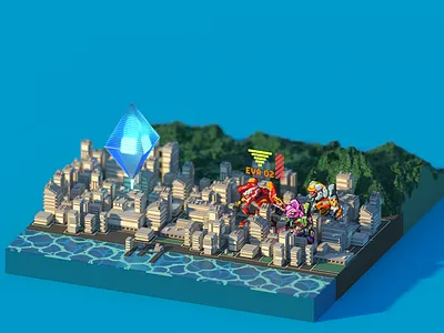 A Cruel Angel's Thesis 3d anime evangelion illustration isometric lowpoly magicavoxel pixel art pixelart videogames voxel voxel art voxelart