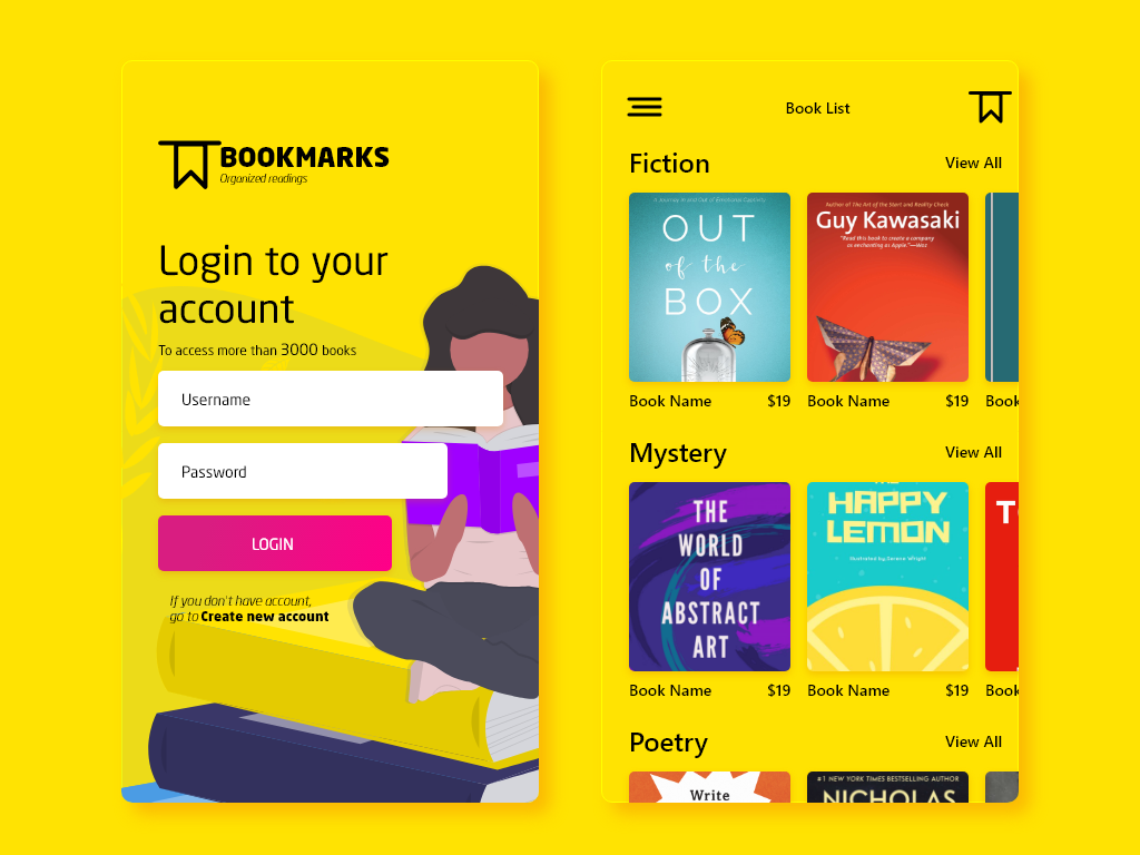Example of Bookmarks Mobile App