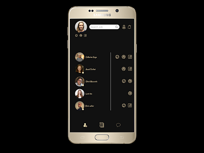 New app for search a job V2. app app concept application dark design gold gradient homepage ios iphonex profile ui uxd