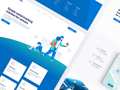 Tracking Start Up app blue gradient illustration landing marketing site ui