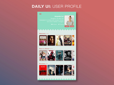 Daily UI Challenge: #006 User Profile app color color sheme daily 100 daily ui daily ui app daily ui user profile design interface ui user profile vector